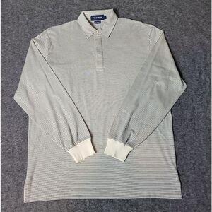 Vtg Polo Ralph Lauren Golf Mens Sz L Covered Placket Black Striped Pima Cotto